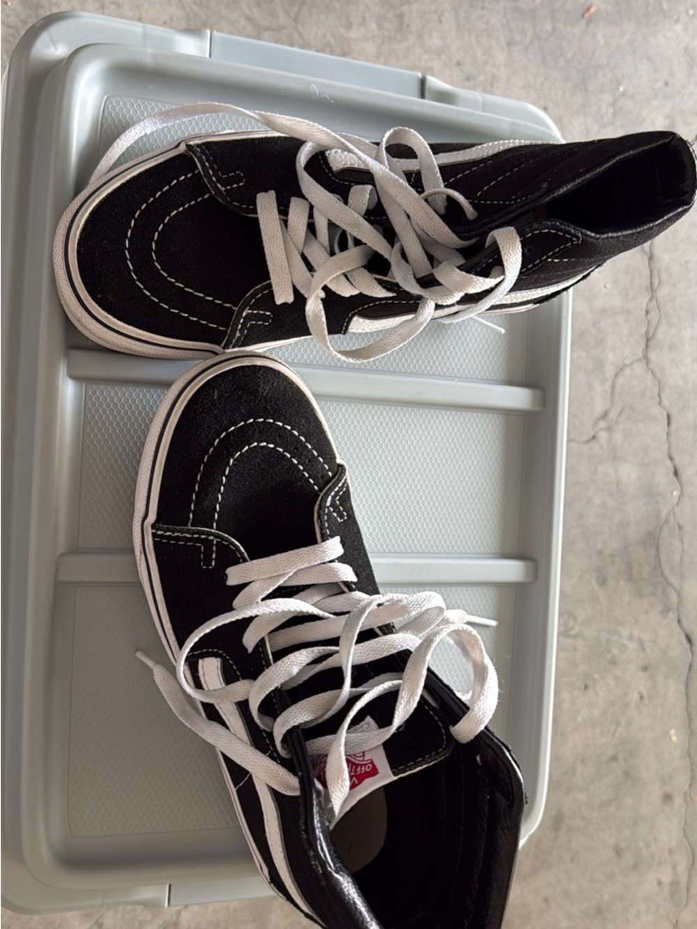 Vans  Black and White High-Top Sneakers